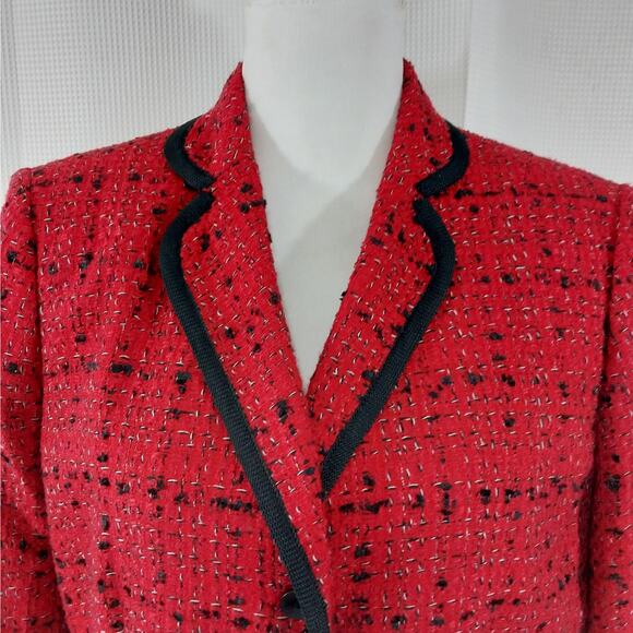 LE SUIT! TWEEDY RED, BLACK, WHITE PLAID RUFFLED SKIRT 2 PC SUIT SET! SZ 14P - Picture 6 of 12